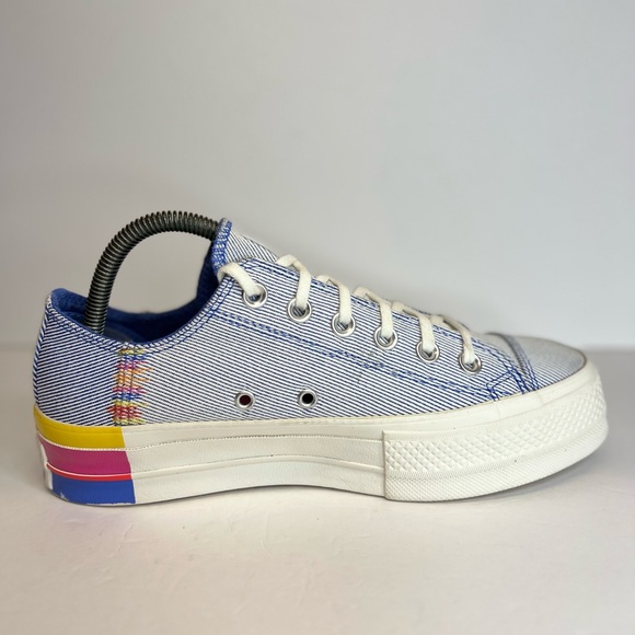 Women's Converse Chuck Taylor All Star Lift Ox Low Rainbow-Ozone Blu 564993C 8 - Picture 6 of 16